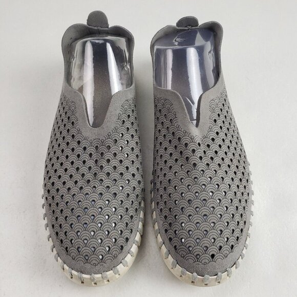 Ilse Jacobsen Tulip Slip On Flat Womens 7.5-8 38 Gray Leather Perforated Shoe - Picture 3 of 11